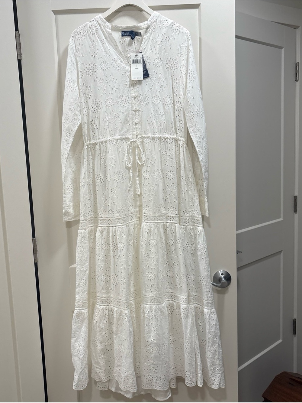 Ralph Lauren White 100% Cotton Maxi Dress—Slip Underneath—Summer/Event NWT $398